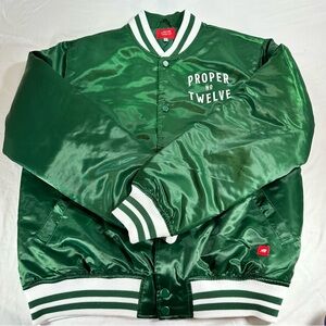 Proper Twelve Green Satin Varsity Jacket